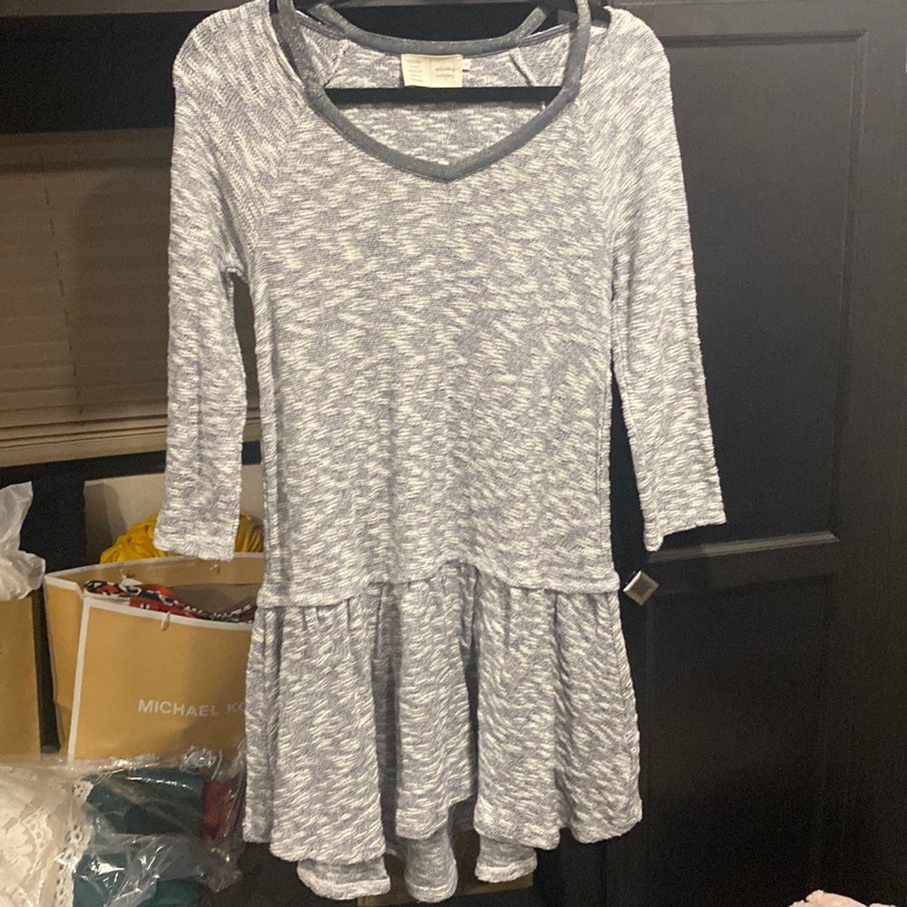 Saturday Sunday Gray and White Knit Tunic Dress